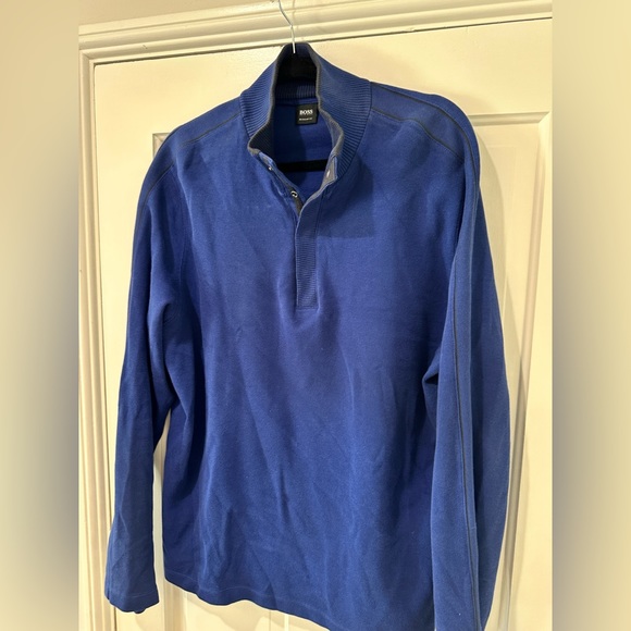 Hugo Boss men’s blue pullover sweater snap closure cotton top - Picture 5 of 12